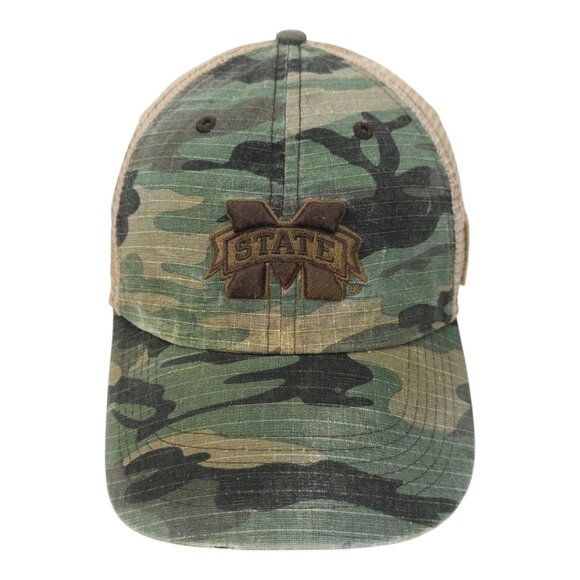 Mississippi State Bulldogs Strapback Cap Hat Logo Patch Distressed Camo Mesh TOW - Picture 14 of 14